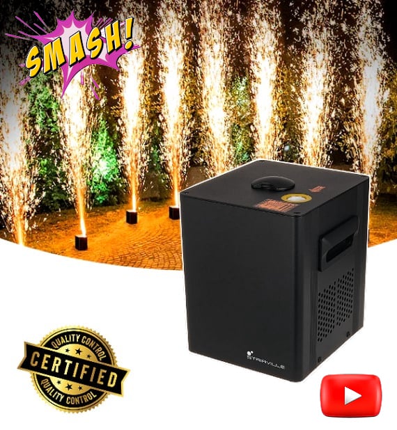 Vermietung und Verleih von RDM fähigem sichern zertifizierten Pyro-Fontänen Effekt auf Mallorca.