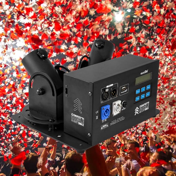 Vermietung und Verleih von professionellen Confetti - Konfetti Shootern auf Mallorca.