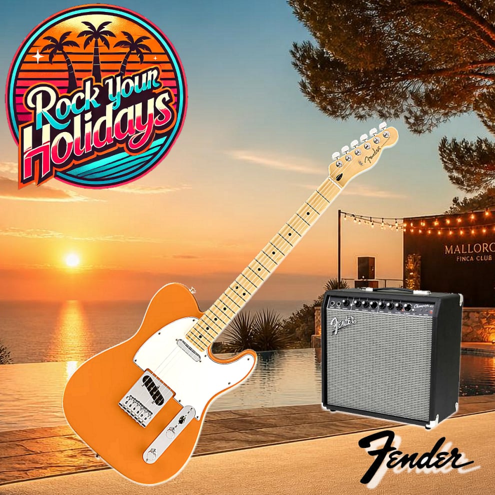 Vermietung von Fender Telecaster E-Gitarre und Zubehör für den Finca Urlaub auf Mallorca