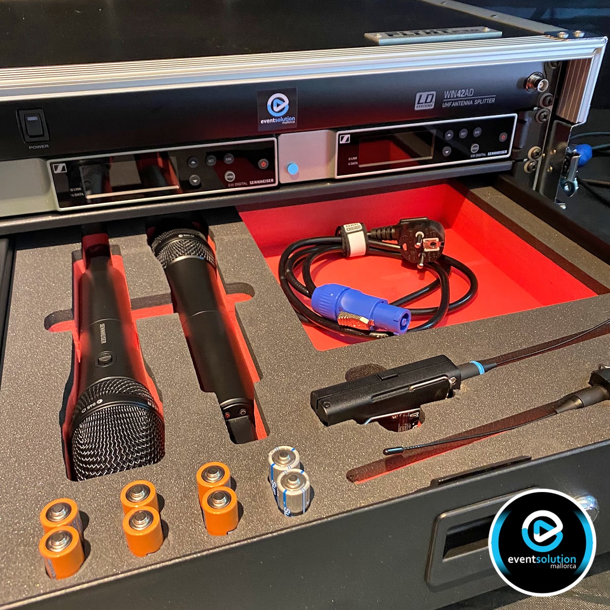 Vermietung von Sennheiser EW-D Funkmikrofonsystem mit Handsender 945S auf Mallorca